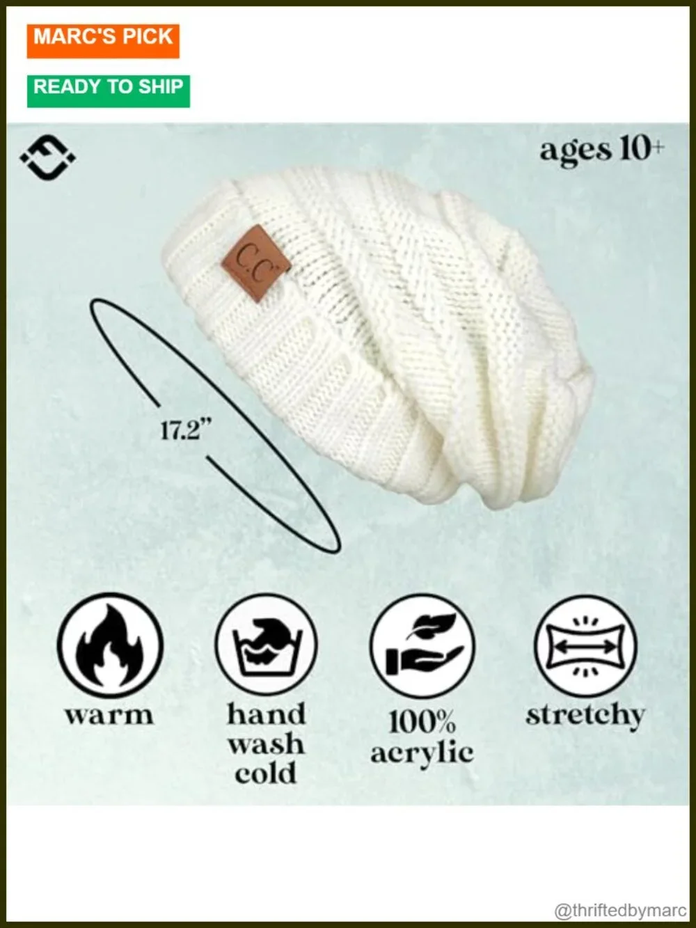 Oversized Slouchy Beanie Chunky Cable Knit Winter Hat for Women